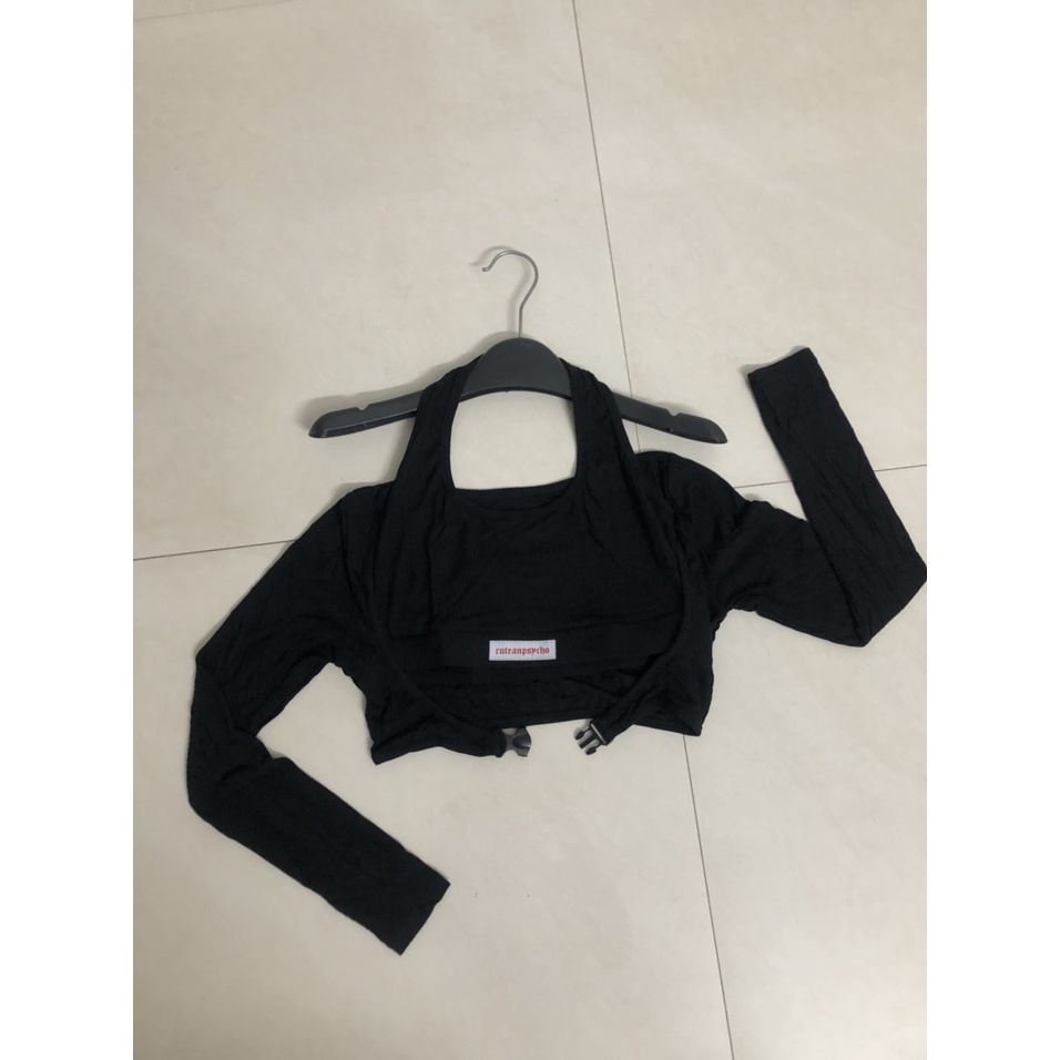 Set croptop áo thun lạnh cá tính dài tay