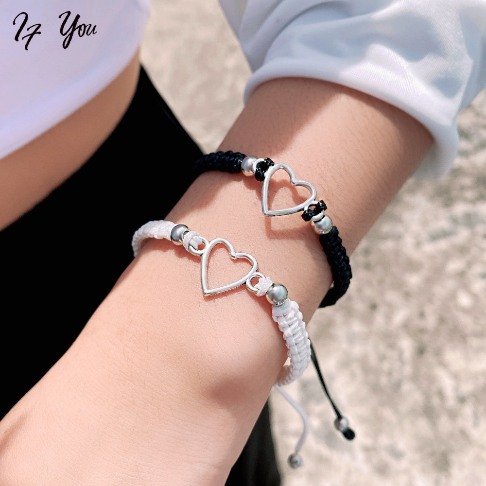 2 Vòng tay AY hình trái tim có thể điều chỉnh cho cặp đôi