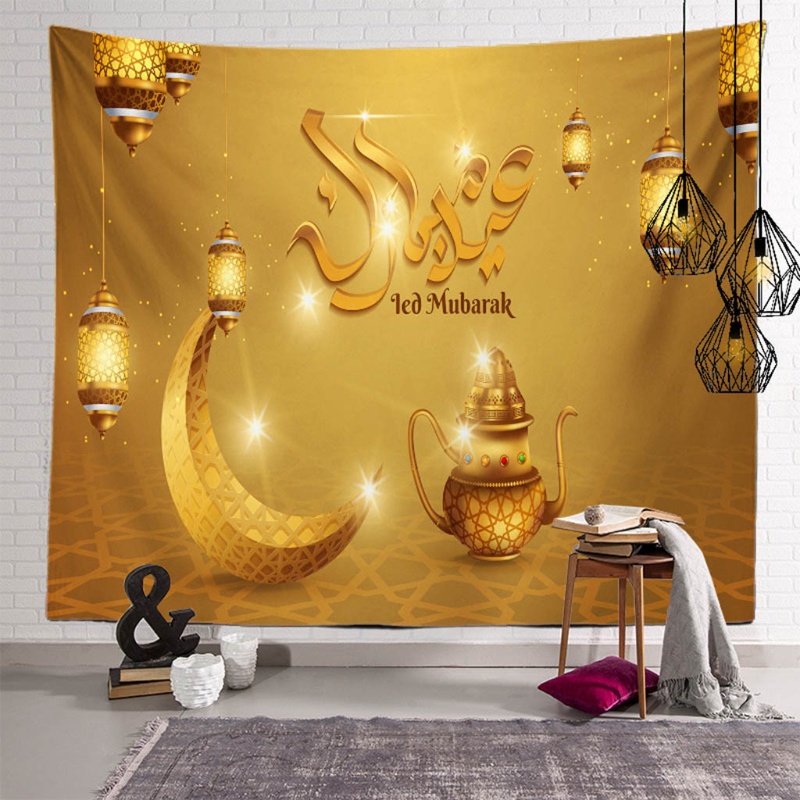 Thảm Treo Tường 100x75cm In Họa Tiết Eid Mubarak Ramadan Kareem Lâu Đài Đạo Hồi