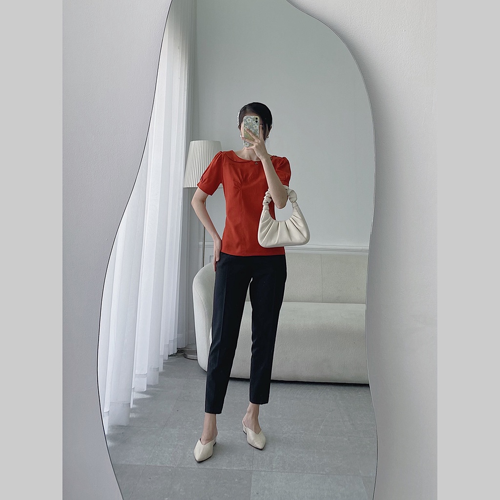 Áo kiểu nữ sơ mi công sở thời trang Eden trẻ trung xinh đẹp freesize cổ tròn cách điệu dễ dàng phối đồ - ASM124