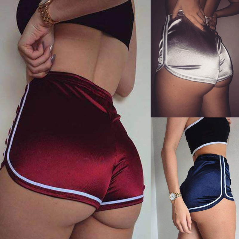 Brroa Quần Short Tập Yoga Lưng Cao Bằng Satin Viền Sọc Gợi Cảm Cho Nữ