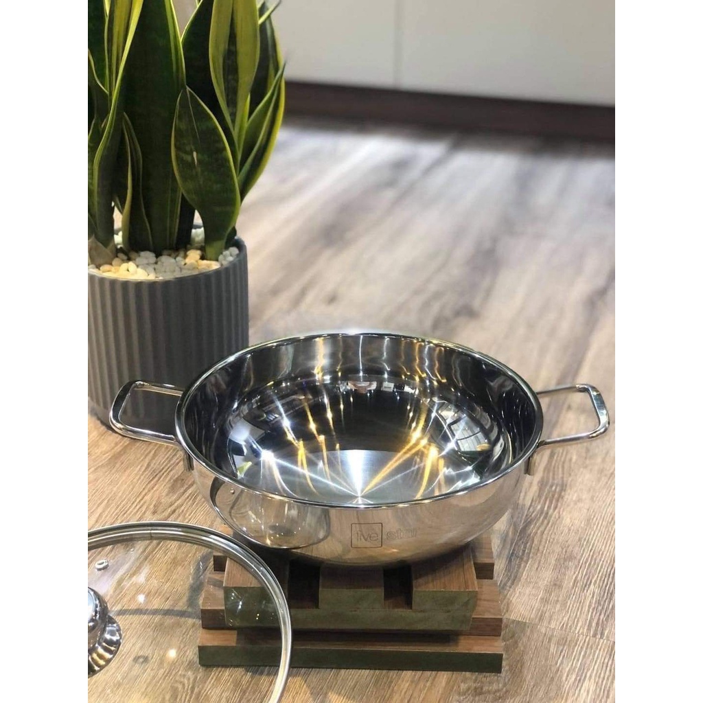 Nồi lẩu, nồi lẩu Fivestar 28cm dày nặng 3 đáy chính hãng dùng được mọi loại bếp, nồi lẩu Fivestar không lo cháy khét