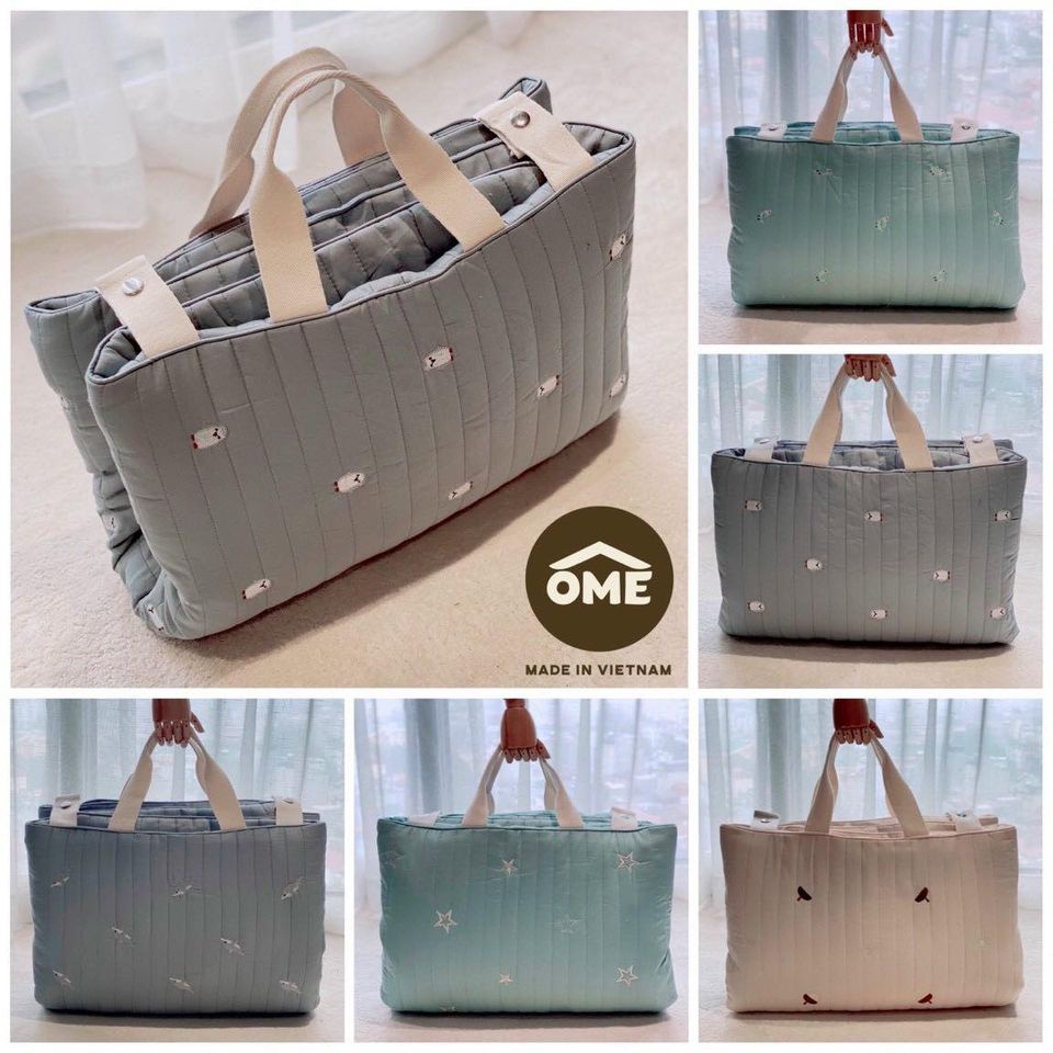Đệm Ngủ Gấp Gọn Thêu Tay Ome  3in1 Đa Chức Năng Tiện Lợi  Size 65x125cm