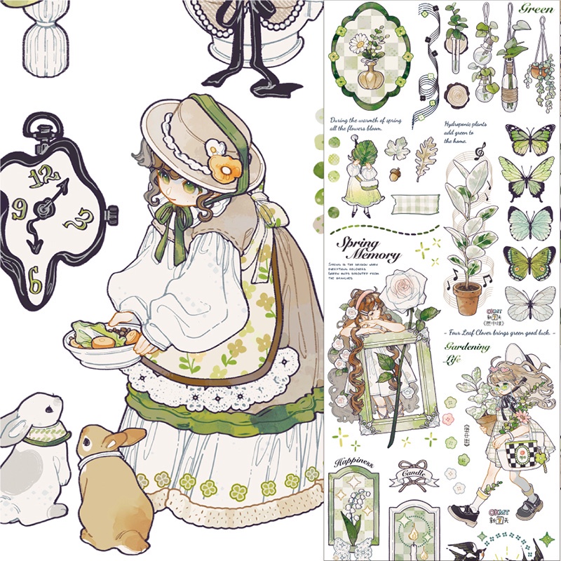 Đoạn chiết hình dán washi tape xanh lá