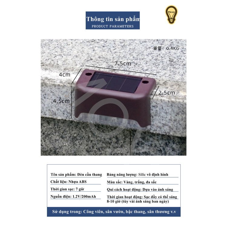 Đèn LED SOLAR chiếu sáng gắn bậc cầu thang sử dụng năng lượng mặt trời dùng trang trí Decor tiện dụng MOXI.