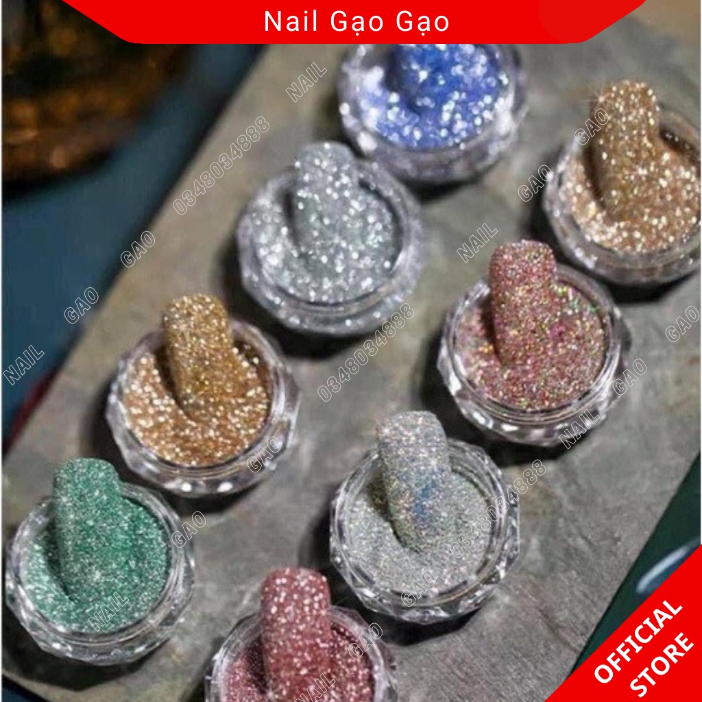 Set nhũ rắc flash siêu sáng 8 hũ tranh trí nail siêu sáng đa dạng màu sắc