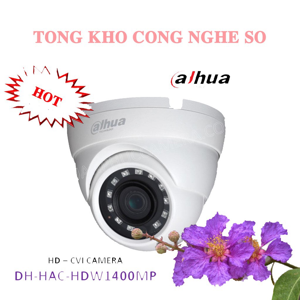 {Giá Hủy Diệt} Camera Dome HDCVI hồng ngoại 4.0 Megapixel DAHUA HAC-HDW1400MP - HÀNG CHÍNH HÃNG .