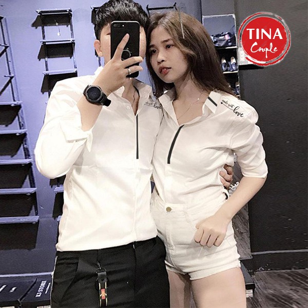 Áo Sơ Mi Đôi In Họa Tiết Đẹp, Đồ Cặp Nam Nữ Đi Chơi Du Lịch, Chụp Ảnh Cưới Dễ Phối Quần Và Phụ Kiện Có Thể Mặc Công Sở