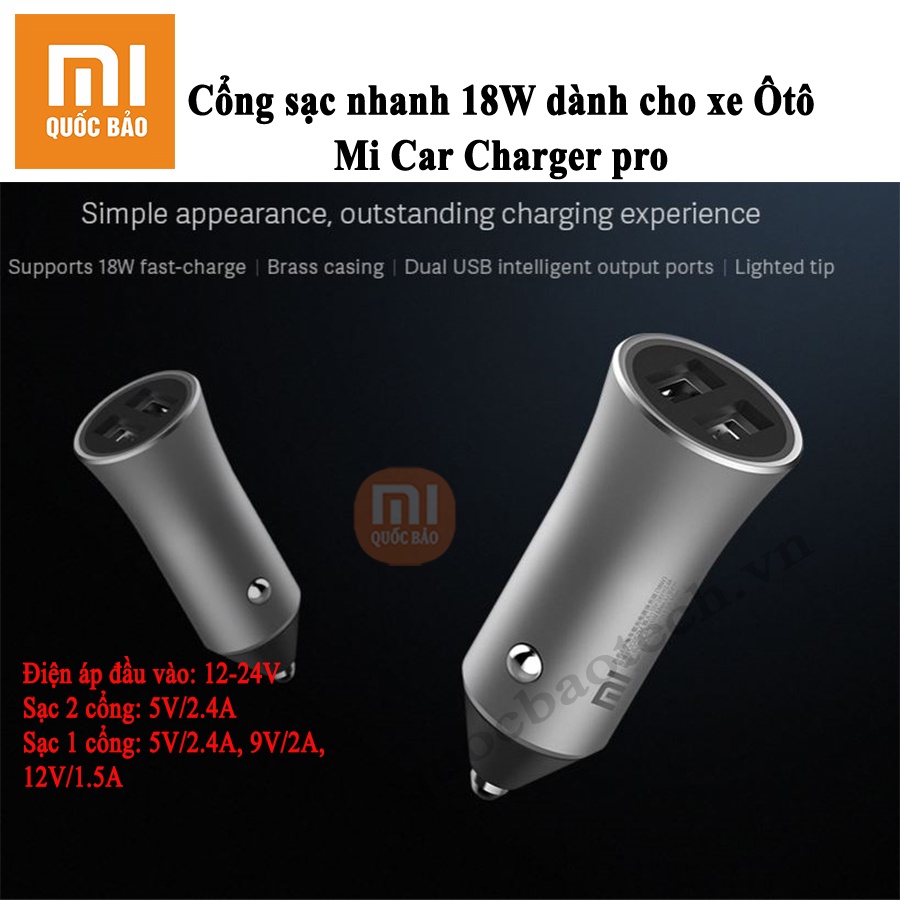 Tẩu sạc xe hơi Xiaomi Car Charger Pro- hỗ trợ sạc nhanh 18W, 27W