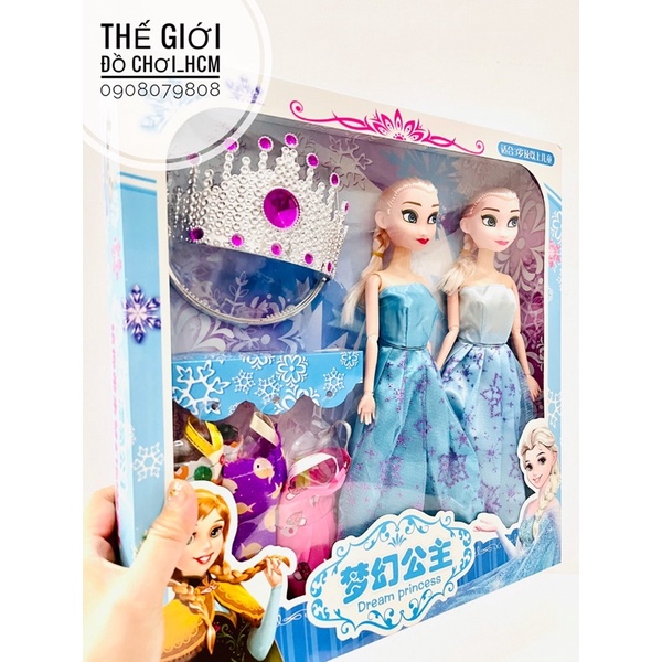 [HOT- LOẠI LỚN] Đồ chơi hộp 2 búp bê công chúa Frozen Elsa và Anna siêu dễ thương dành cho bé cưng.