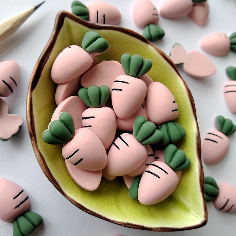 Set 10 Phụ Kiện Hình Cà Rốt Màu Trơn Bằng Nhựa Resin Dùng Để Trang Trí Quần Áo