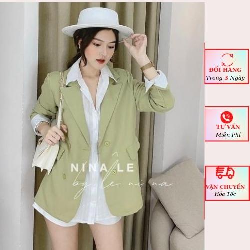 Áo vest blazer nữ 4 cúc kiểu hàn quốc dài tay công sở thanh lịch tay lật trắng