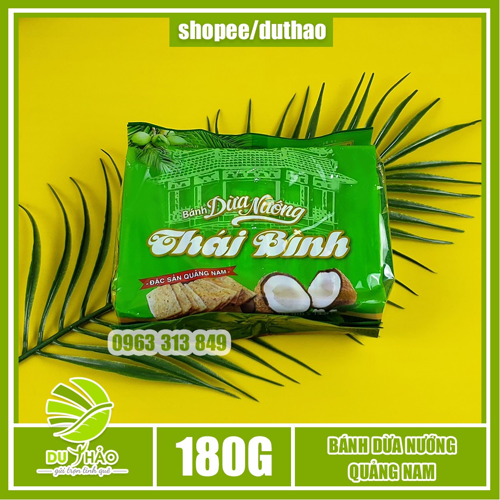 Đặc sản bánh dừa nướng gia truyền Quảng Nam thương hiệu Thái Bình túi 12 gói, bánh dừa nướng Quảng Nam chính gốc