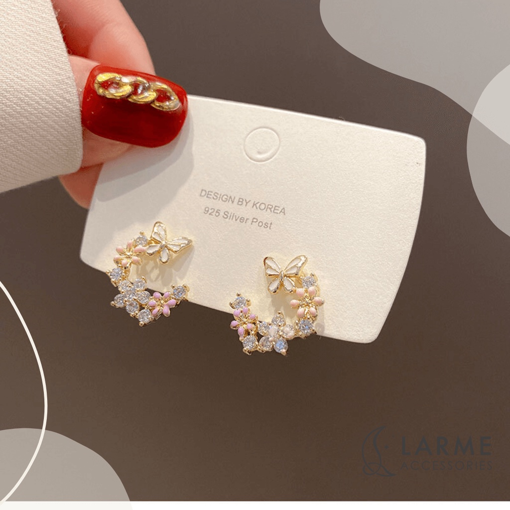 Khuyên tai nữ hình hoa chữ C Larme accessories -KT0195