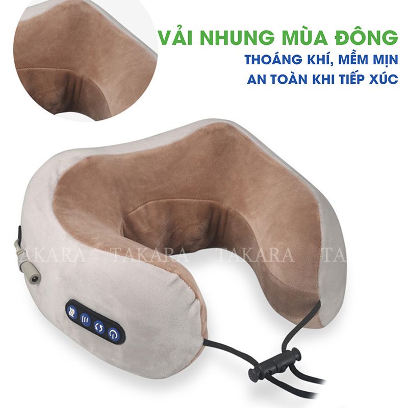 Gối Massage Cổ Vai Gáy, Máy Massage Đeo Cổ TAKARA Đa Chức Năng, Hỗ Trợ Trị Liệu Giảm Đau Mỏi Cổ Vai Gáy.