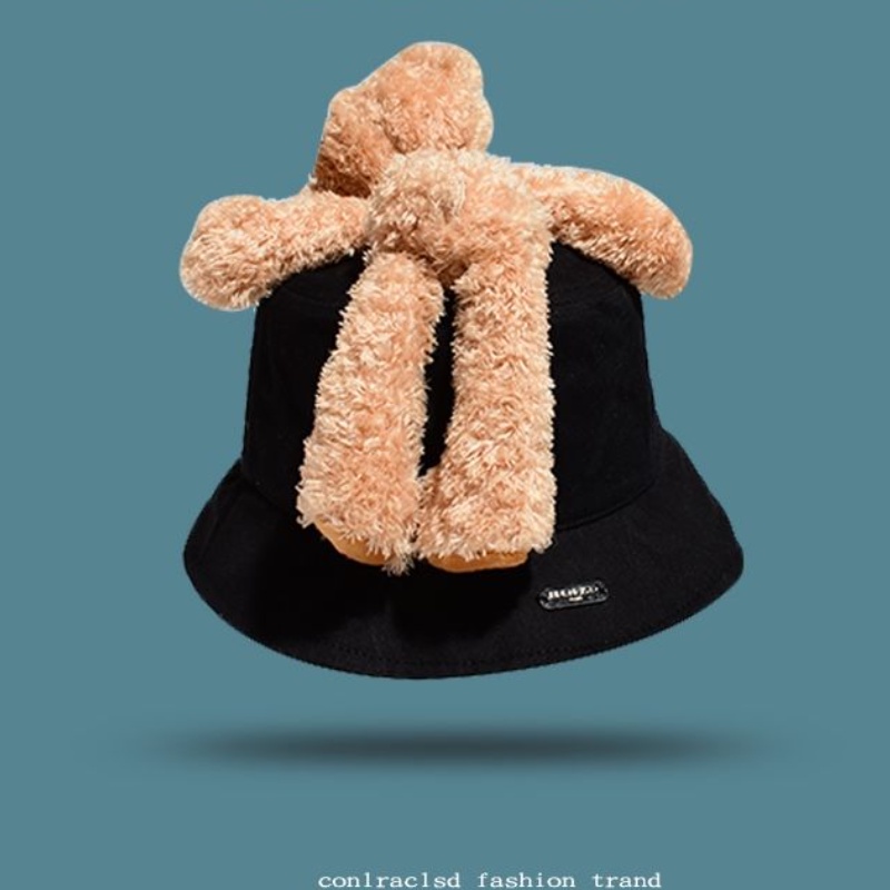 Lq Celebrity Nón Bucket Vành Ngắn Thêu Hình Gấu Ba Chiều Cá Tính Thời Trang Cá Tính