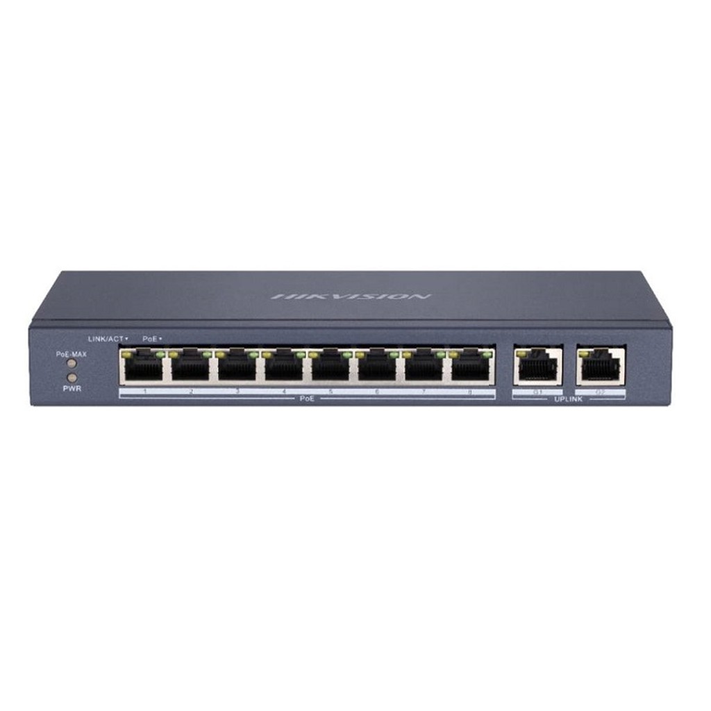 Switch mạng DS-3E0310P-E/M 8 cổng PoE , 2 cổng uplink 10/100/1000 Mbps Hikvision - Hàng chính hãng