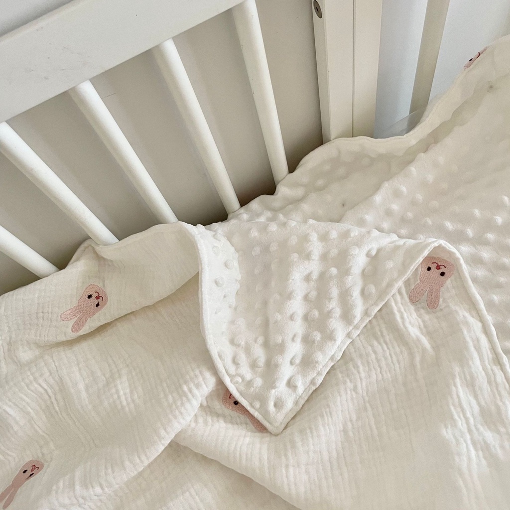 Chăn mềm thoáng khí thêu họa tiết hoạt hình dễ thương thích hợp cho bé