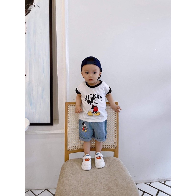 Bộ mickey quần jean cool ngầu bé trai