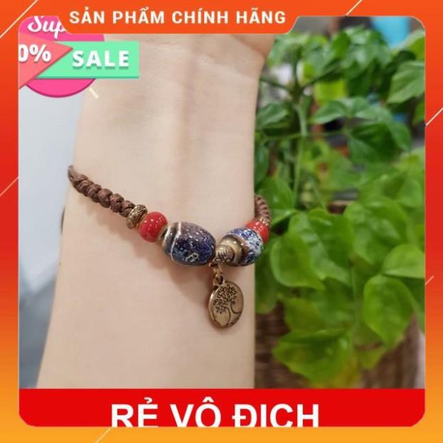 Hot!!! Vòng tay dây rút đá thổ cẩm phong cách vintage siêu xinh giá rẻ giá re