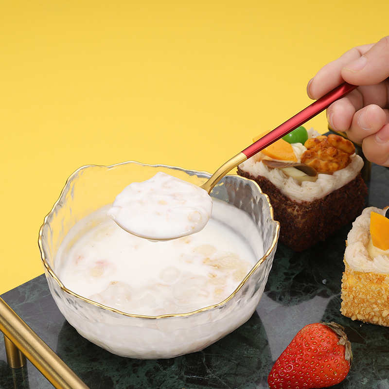 Bộ Muỗng Nĩa Bằng Thép Không Gỉ Tay Cầm Dài Phong Cách Hàn Quốc