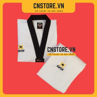 Quần Áo Võ – Võ Phục Taekwondo Cổ Đen Vải Sọc Kwon Dày Dặn Bền Chắc