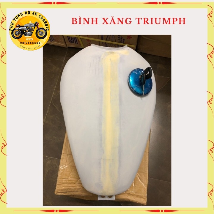 Bình xăng Trium độ xe Classic, thùng xăng lớn khóa lệch dung tích 10 lít chất thép dày dặn bả sẵn matit chỉ việc sơn