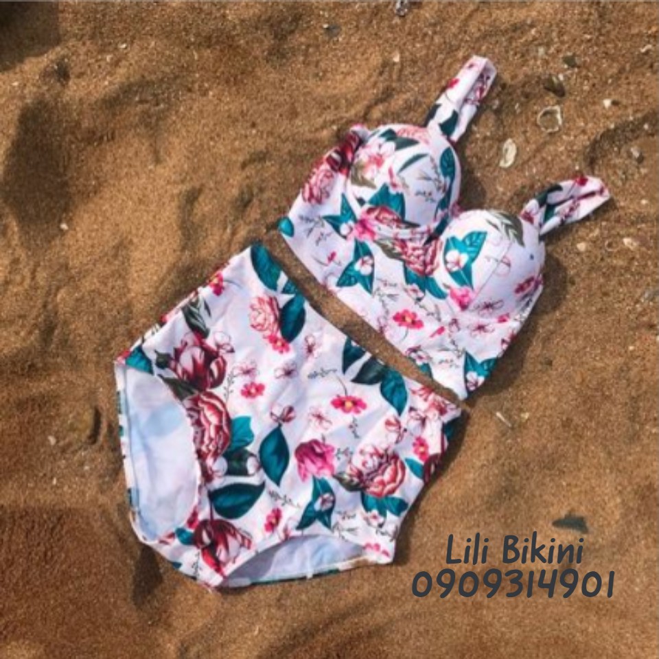 (Có set nam và nữ riêng) Set Bikini hai mảnh hoa hồng Hàn Quốc, quần bơi nam cao cấp, bộ bơi cặp đôi