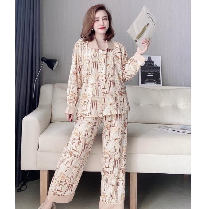 Pijama BIGSIZE SOJUN Độ Mặc Nhà Pijama LỤA 100D CỔ SEN &lt;65KG