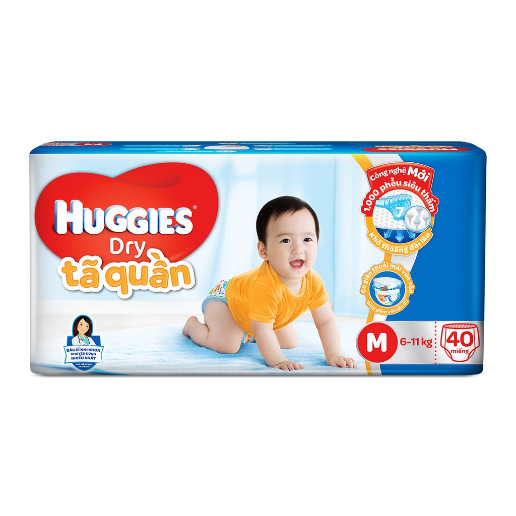 Tã quần Huggies Dry size M 40 miếng (cho bé 6 - 11kg)