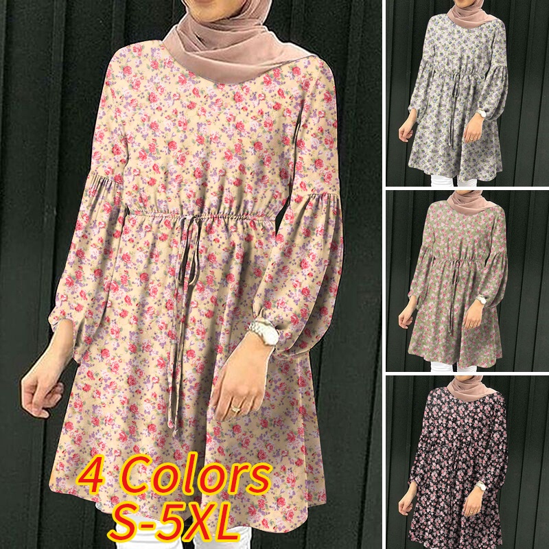 Zanzea Áo Nữ Tay Dài Phồng Cổ Tròn In Hoa Thời Trang