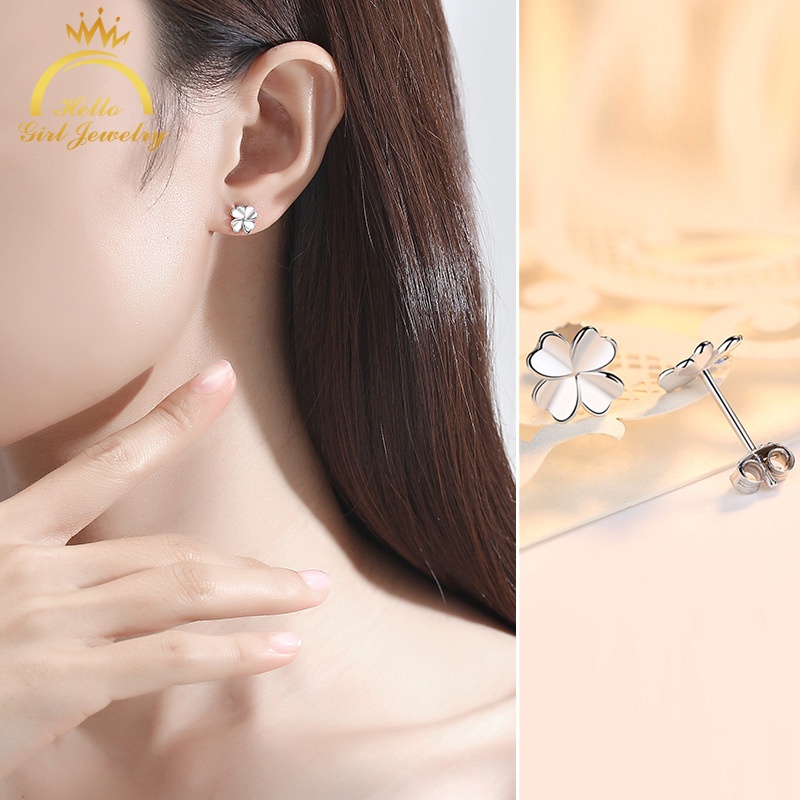 Ahellogirl Đôi Khuyên Tai Hình Hoa May Mắn Phong Cách Hàn Quốc Thời Trang Cho Nữ