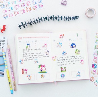 Bộ sticker 6 tấm thỏ quàng khăn