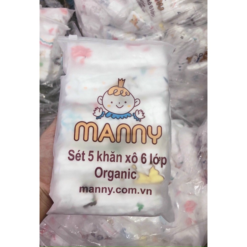 Set 5 Khăn Sữa Kiluta Xô 6 Lớp Mịn Chất Đẹp Màu xanh - Hồng - Trắng(30*30cm)