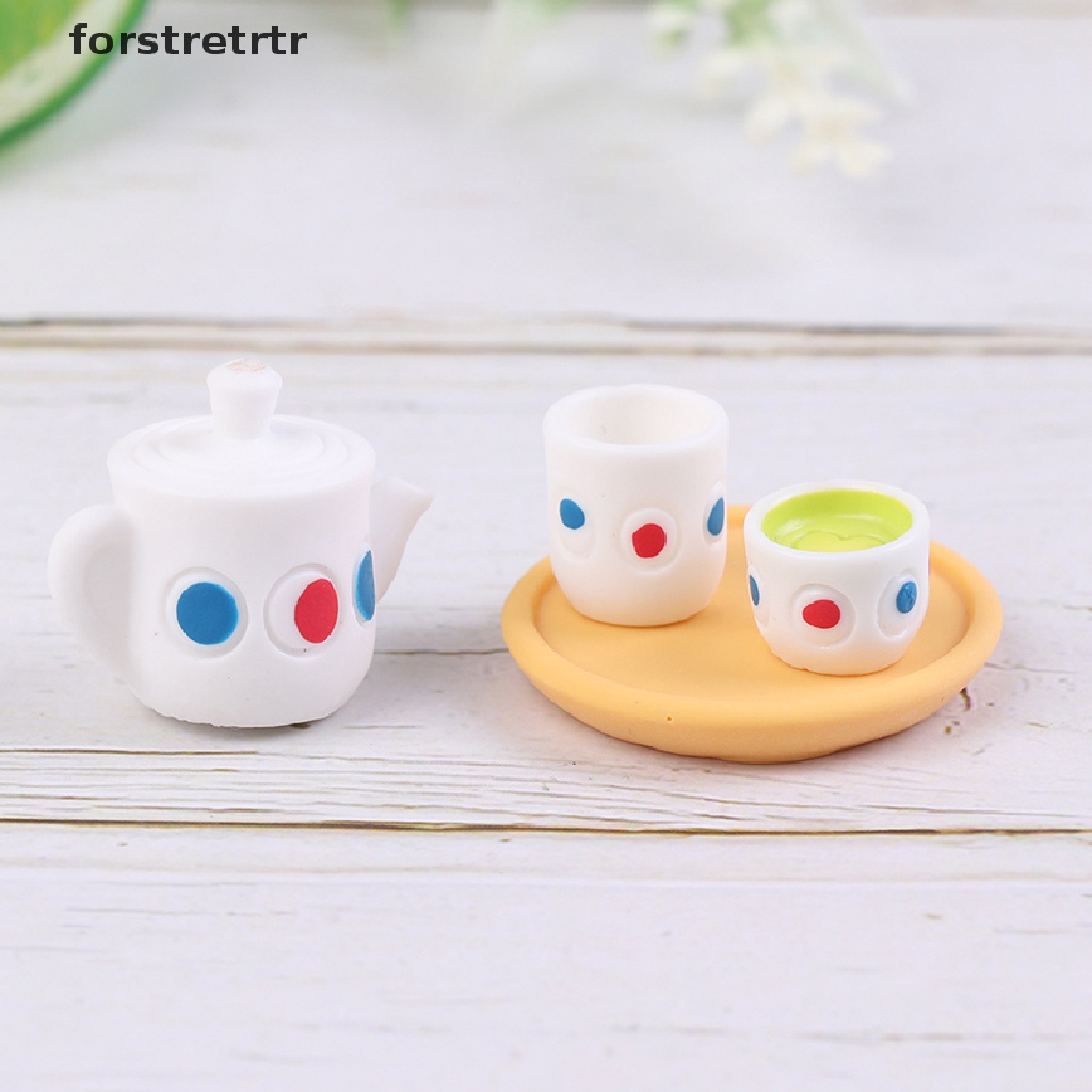 Bộ Ấm Chén Trà Mini Bằng Nhựa Resin Diy Trang Trí Nhà Búp Bê