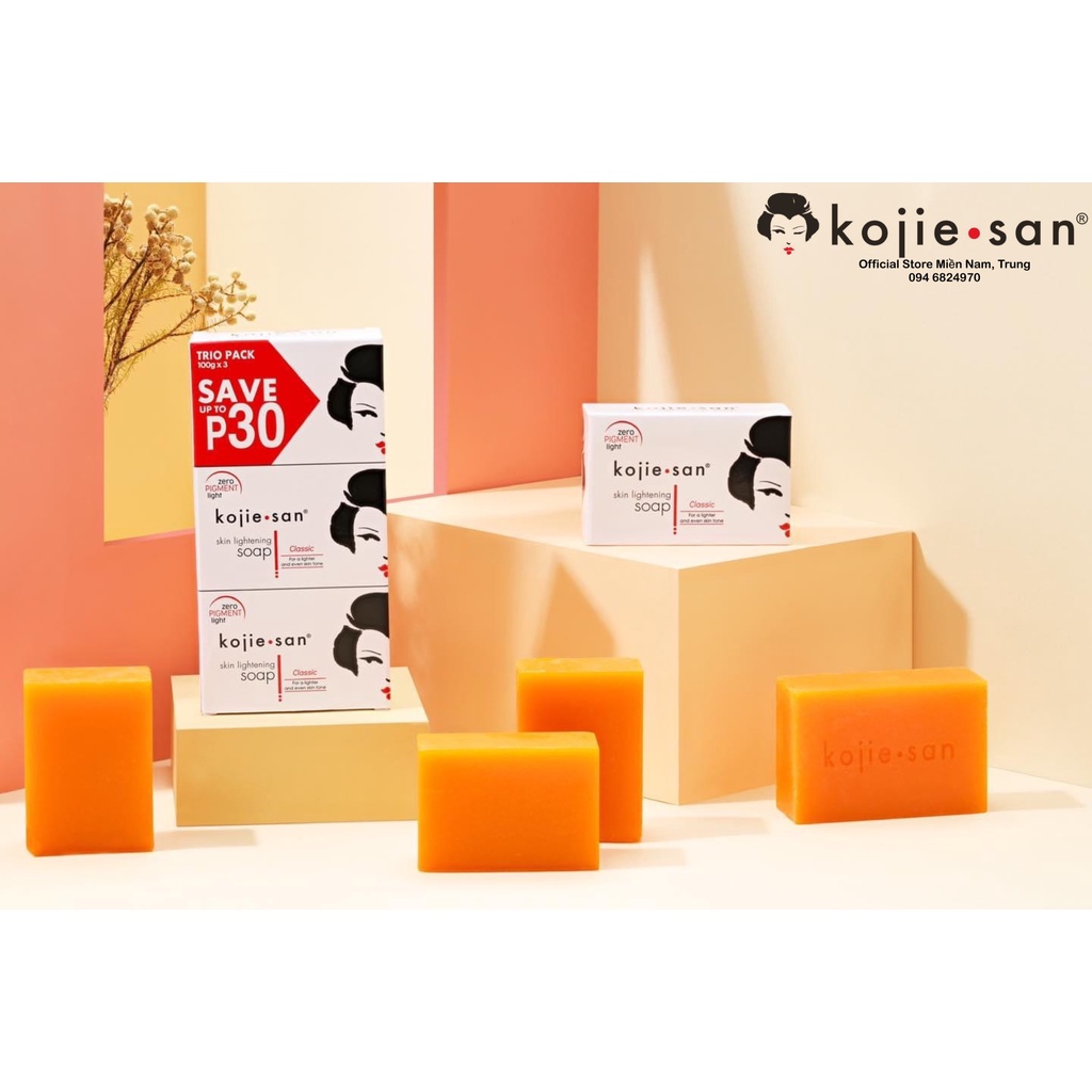 Set 3 xà bông tắm trắng, loại bỏ mụn lưng Kojie San