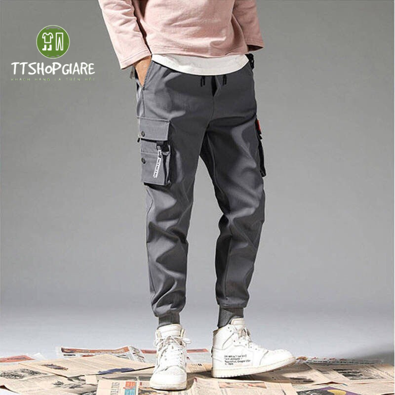 Quần jogger kaki túi hộp phối dây co giãn ( 45 - 85 kg )