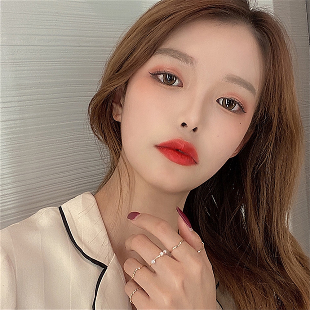 Set 5 nhẫn hợp kim đính hạt châu giả trẻ trung xinh xắn cho nữ