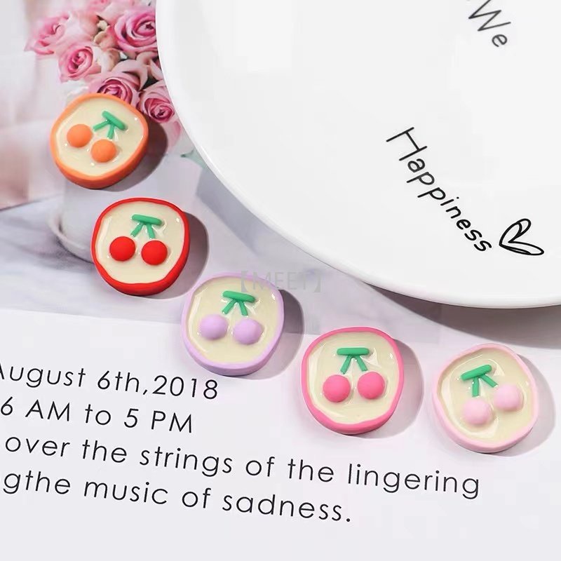 1 Phụ Kiện Hình Quả Cherry Hoạt Hình Bằng Nhựa Resin Tự Làm Trang Sức Thủ Công