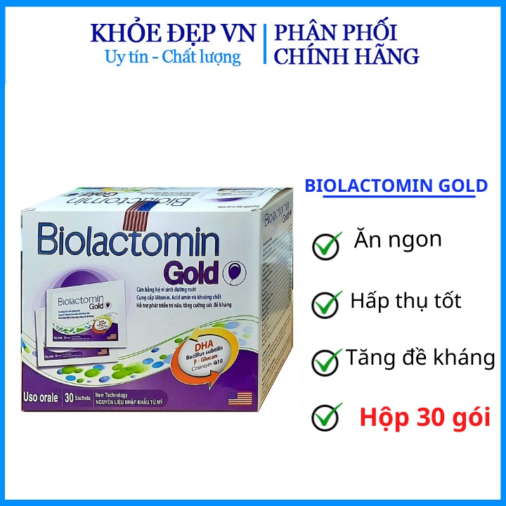 Men tiêu hóa vi sinh đường ruột Biolactomin Gold cân bằng hệ vi sinh, hỗ trợ rối loạn tiêu hóa, giúp ăn ngon – Hộp 30G