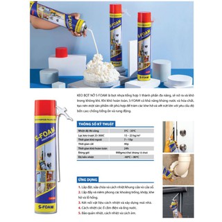 KEO BỌT NỞ S-FOAM 750ML(900G). BỊT KÍN MỌI KHE HỞ.