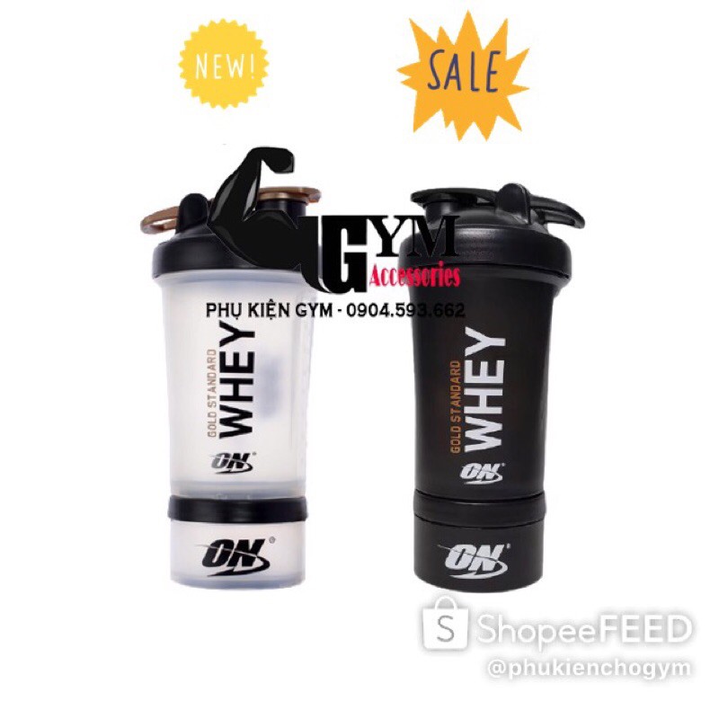 Bộ 2 sản phẩm bình nước shake bottle và hộp đựng whey ishake protein funnel