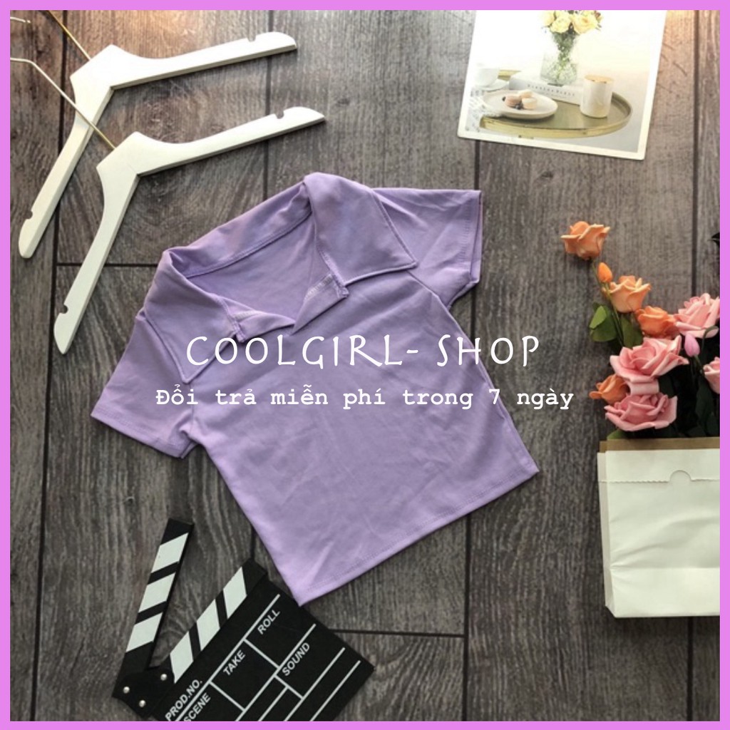 Áo croptop POLO trơn cổ bẻ hàng cao cấp | BigBuy360 - bigbuy360.vn