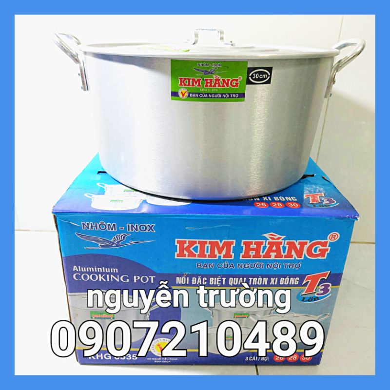 Nồi - Bộ Nồi Nhôm Kim Hằng T3 Lớn Xi Bóng Quai Tròn