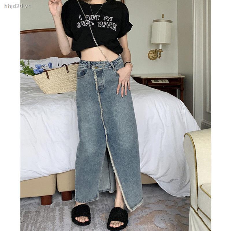 Chân Váy Denim Lưng Cao Dáng Chữ a Thiết Kế Xẻ Tà Thời Trang Mùa Hè Cá Tính Cho Nữ
