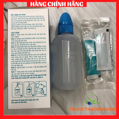 Bình rửa mũi xoang DK AGSINUS CARE dùng cho trẻ từ 06 tháng trở lên và người lớn (tặng kèm 10 gói muối pha)