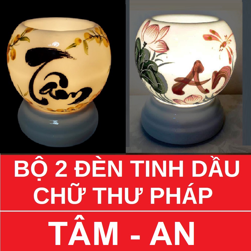 Bộ 2 Đèn xông tinh dầu ❤️Phúc+Lộc❤️Tặng Tinh dầu đèn bàn thờ trang trí đèn ngủ