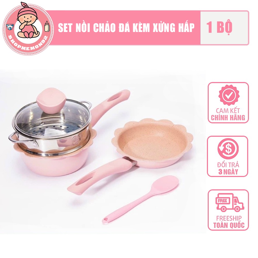 Set nồi chảo đá kèm xửng hấp cao cấp