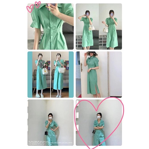 Đầm Sơ Mi Tay Phồng Cổ Bẻ Thời Trang Mùa Hè Pháp