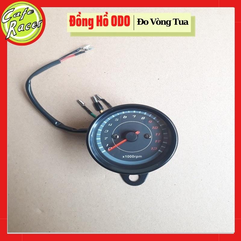 Đồng hồ classic đo tua máy vỏ sắt sơn đen tĩnh điện có đèn nền khi tối hàng tốt giá rẻ độ xe CAFE RACER